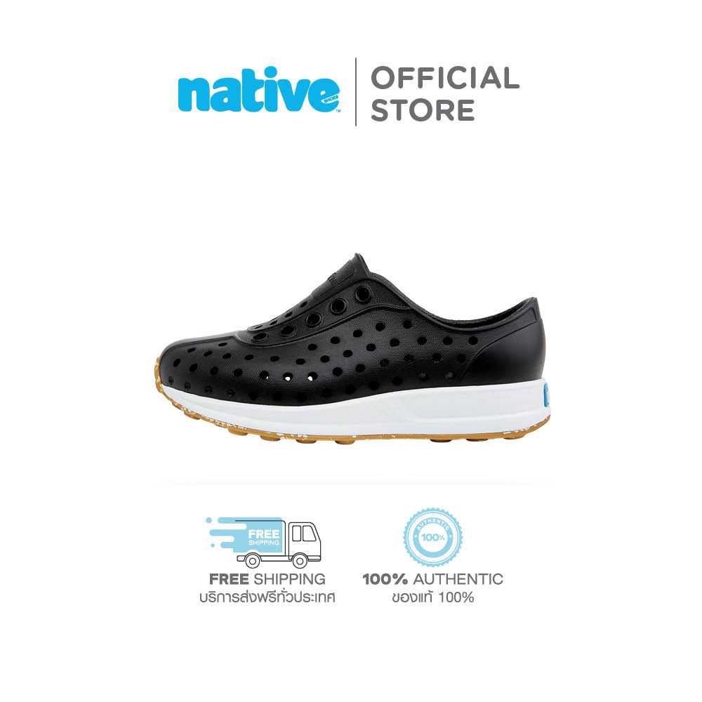 Native รองเท้ากันน้ำเด็กโต EVA รุ่น Robbie Jiffy Black/Shell White/Mash Speckle Rubber