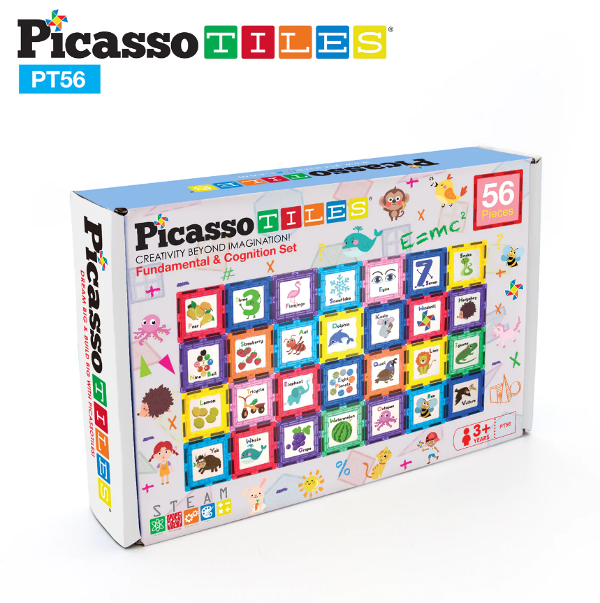 PicassoTiles Magnetic Tiles Card Insert Set - 56 Pc