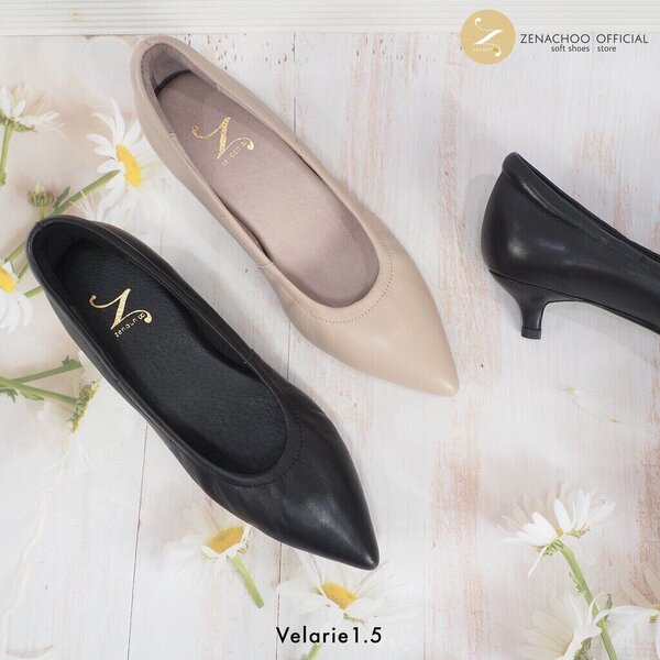 พร้อมส่ง ทรงเล็กบวก 1 ไซส์ เปลี่ยนไซส์ได้-ไม่รับคืน: Zenachoo รุ่น Velarie1.5 สูง 1.5 นิ้ว รองเท้...