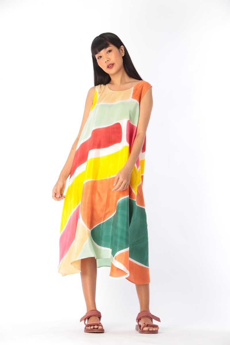 (Pre-Order) Sac Sleeveless Dress Cotton Silk Hand paint