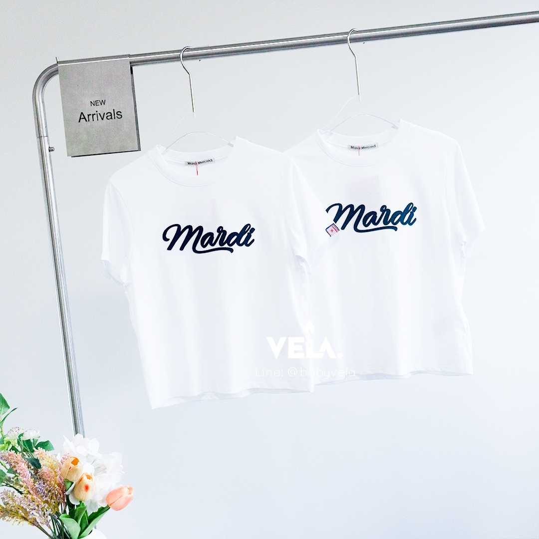 Mardi Slim T-Shirt Mardi Vintage Logo (White Navy)