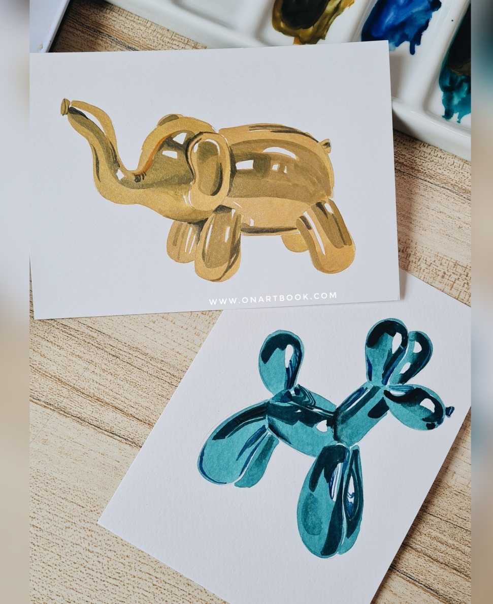 คลาสวาด Balloon Metalic หรูหรารูปสัตว์ด้วยสีน้ำ