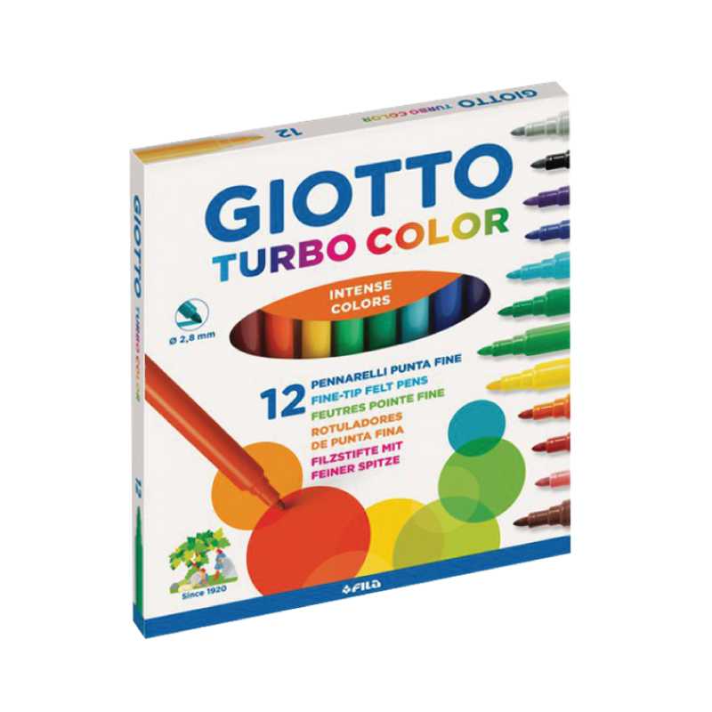 GIOTTO Turbo Markers 12 Colors (ปากกาเมจิก 12 สี) 416000