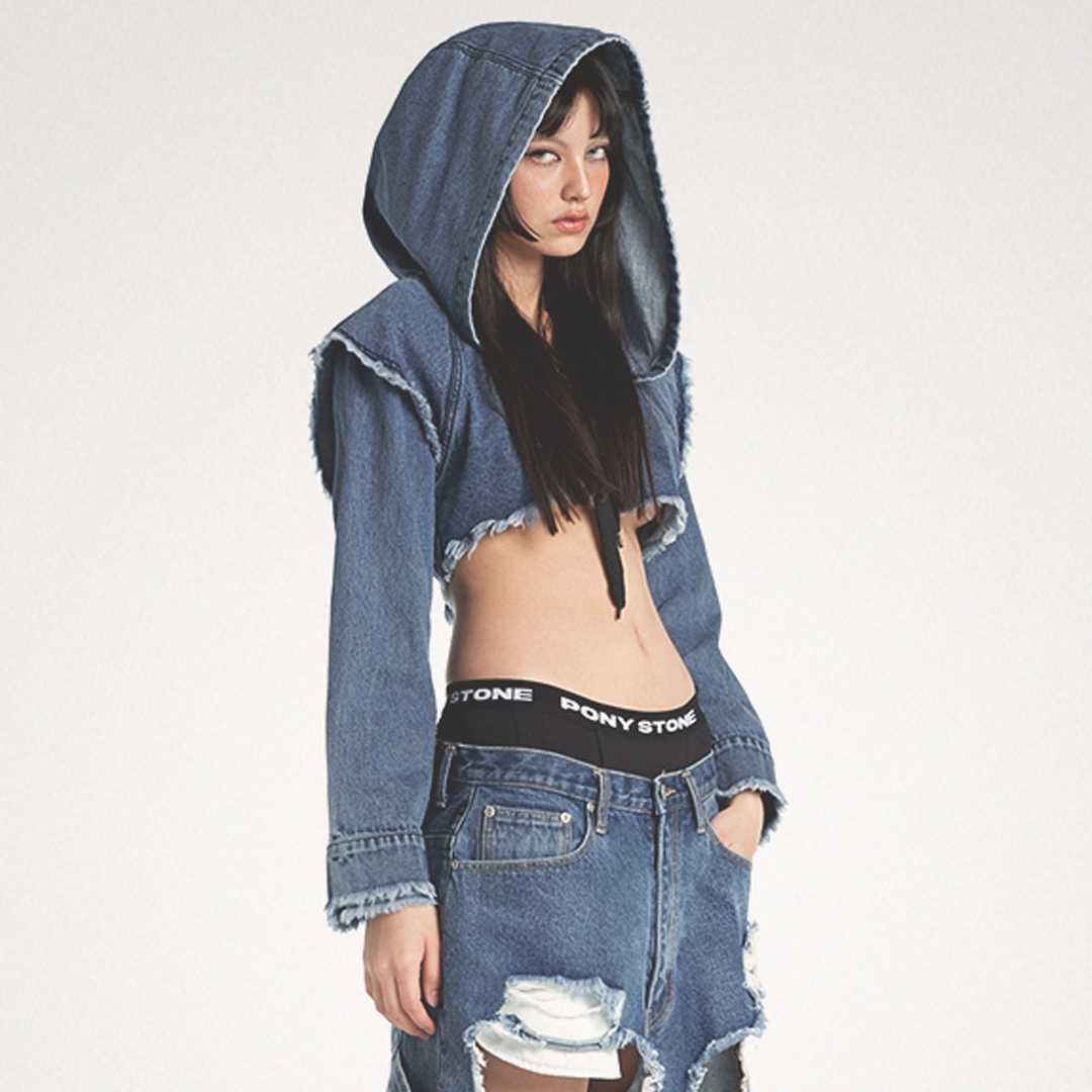 MAC  Crop denim hoodie