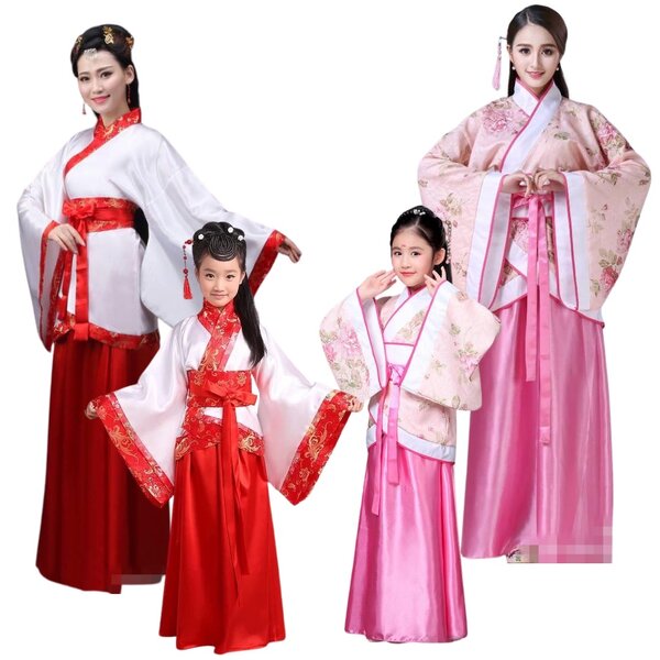 ชุดจีน กี่เพ้า ชุดจีนโบราณ สีชมพู แดง