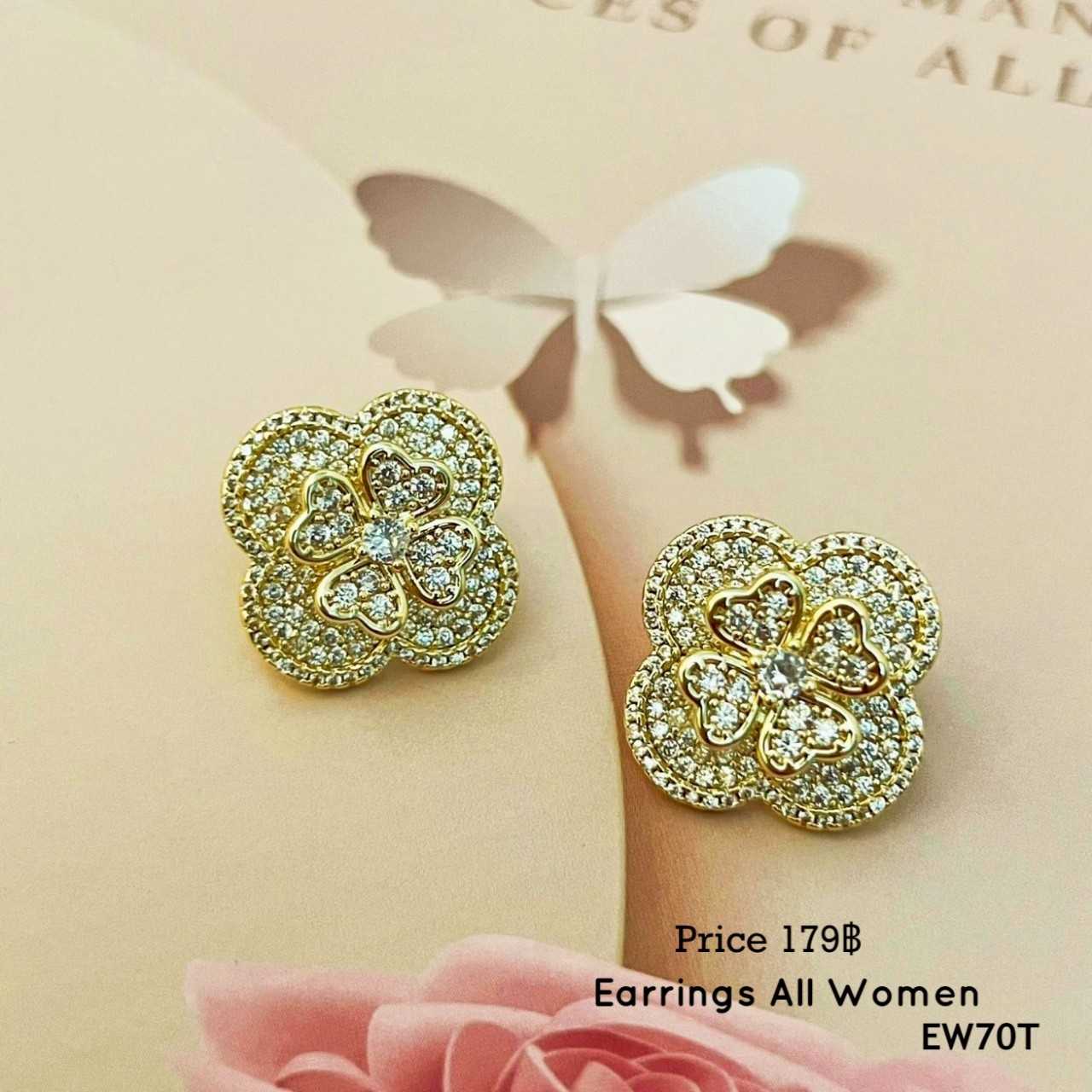 EW70T  ต่างหูดอกไม้หมุนได้  3 สี