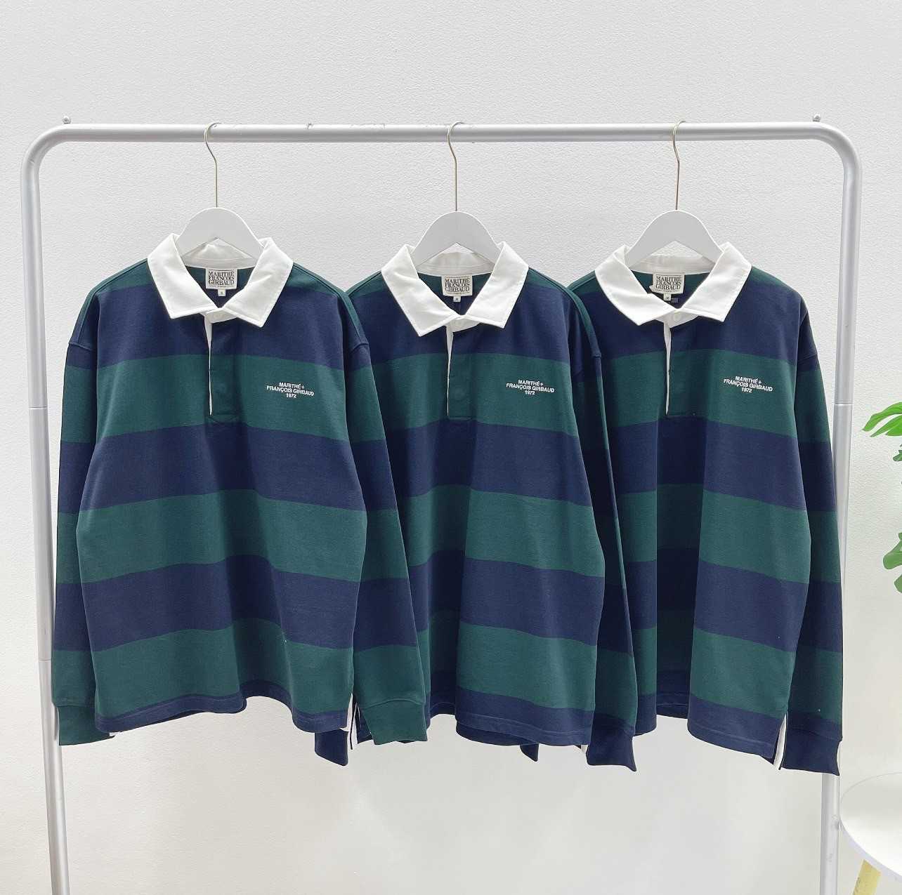 Marithe Stripe Rugby T-Shirt (Green)
