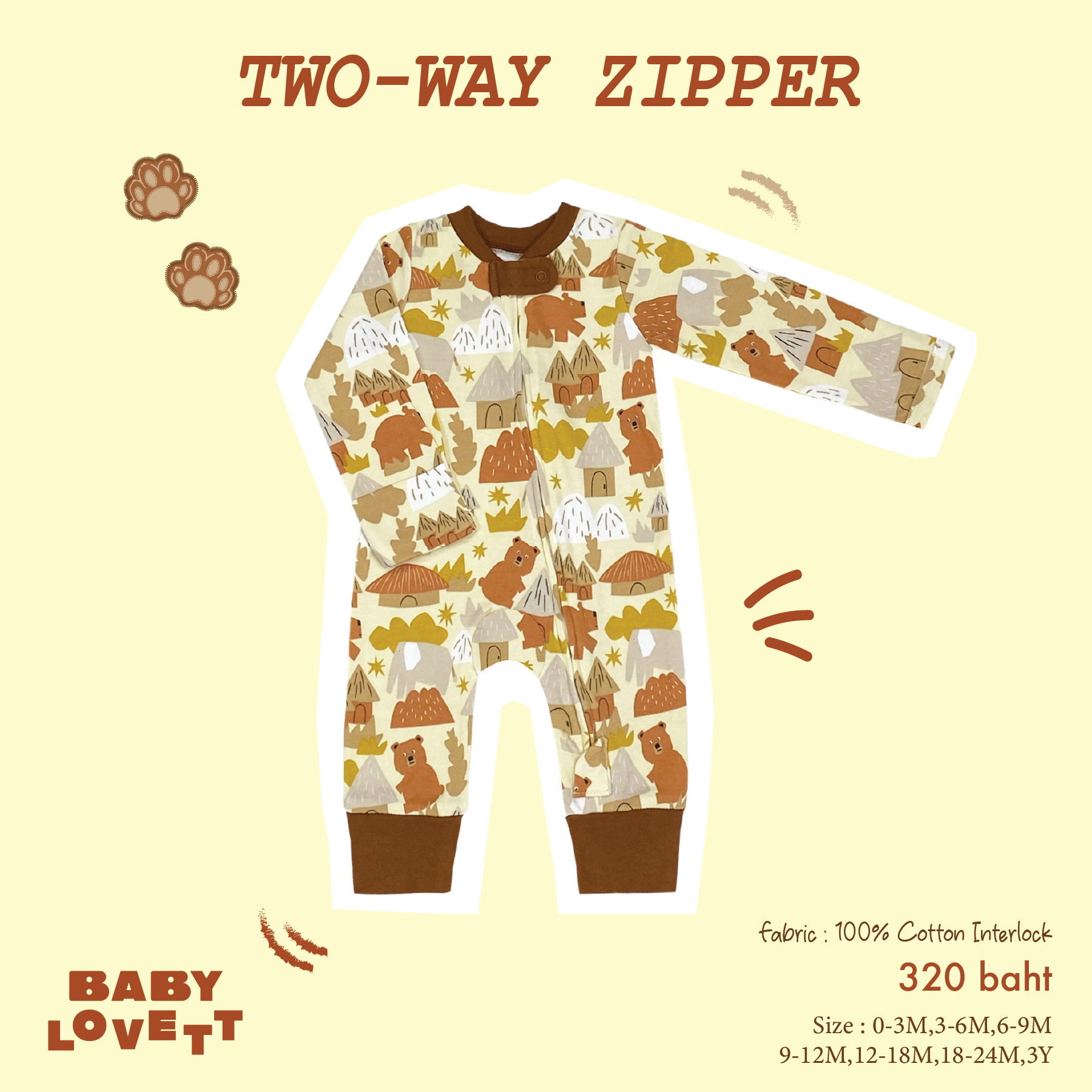 38 Animal - Two-Way Zipper ชุดนอนเปิดเท้า