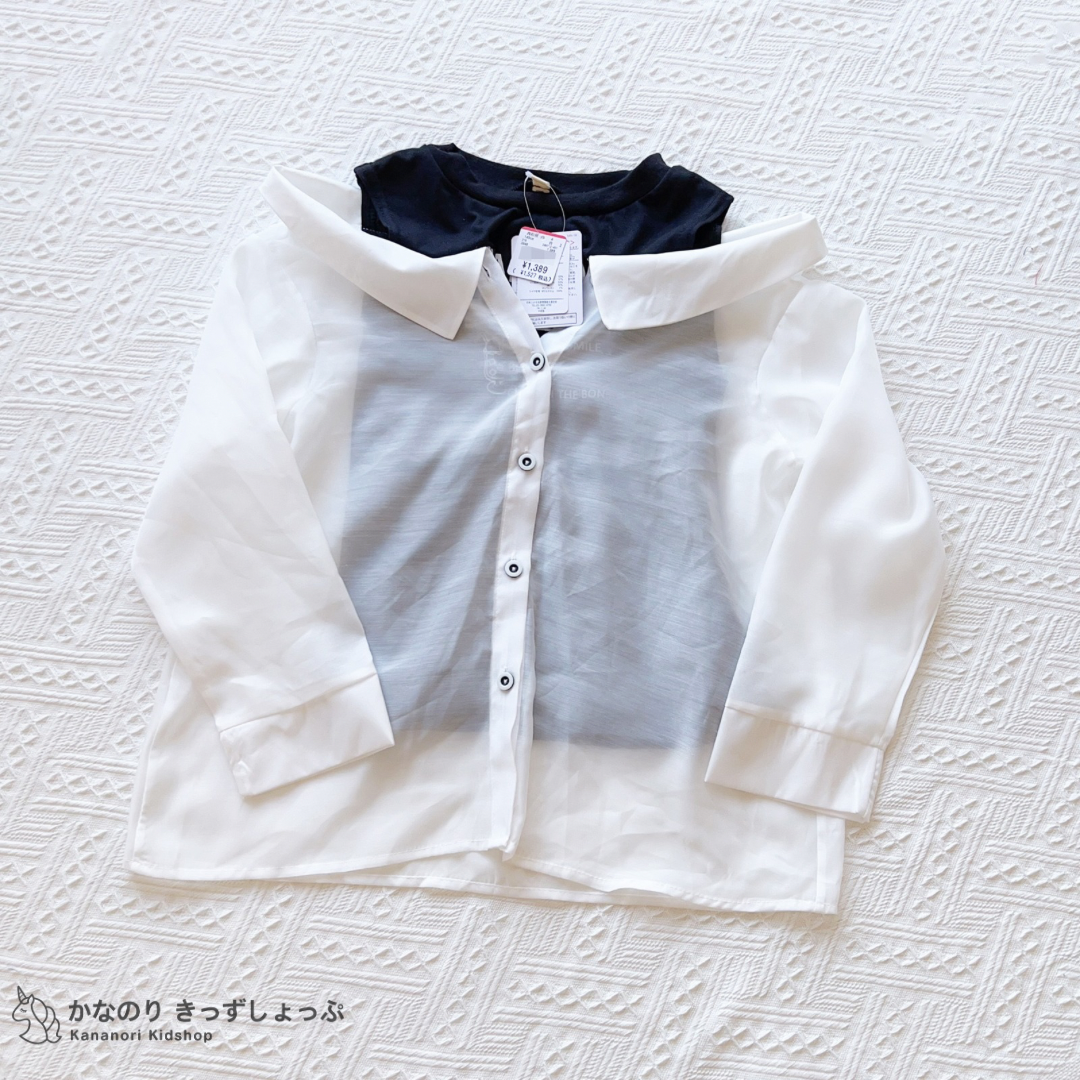 🧸พร้อมส่ง เสื้อโชว์ไหล่แขนยาวสีขาว 140,150🤎