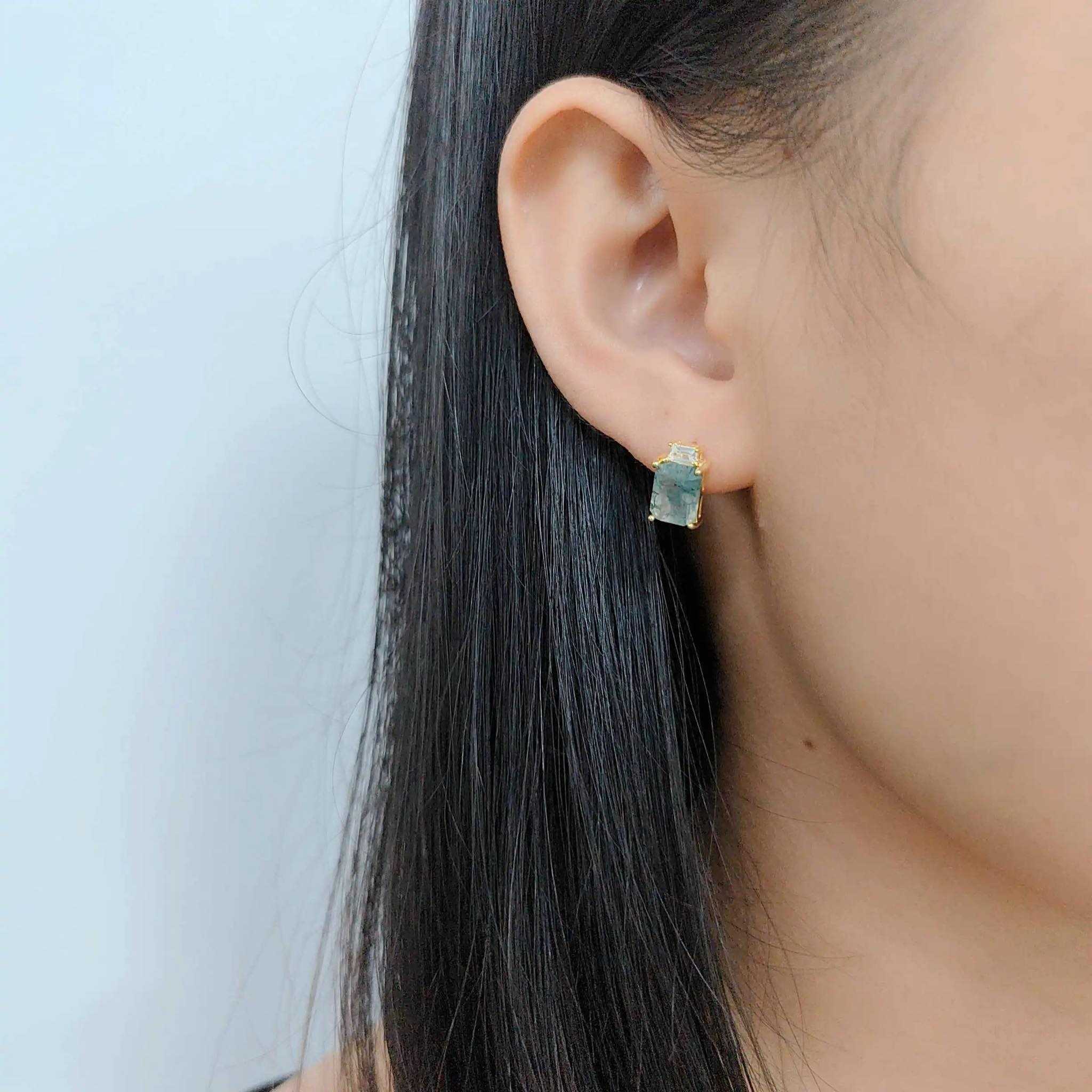 moss green agate earrings