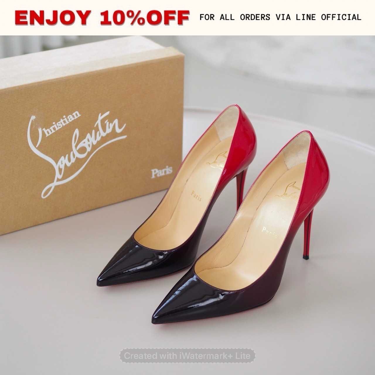📍LIKE NEW📍 CHRISTIAN LOUBOUTIN Kate 100mm  สี Black/Red Patent | Shoes