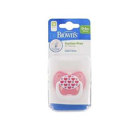 #จุกนมหลอก Dr.Brown's : DRBPV11308-GBX PreVent CLASSIC SHIELD Pacifier, Stage 1  0-6M - Pink, 1pk.