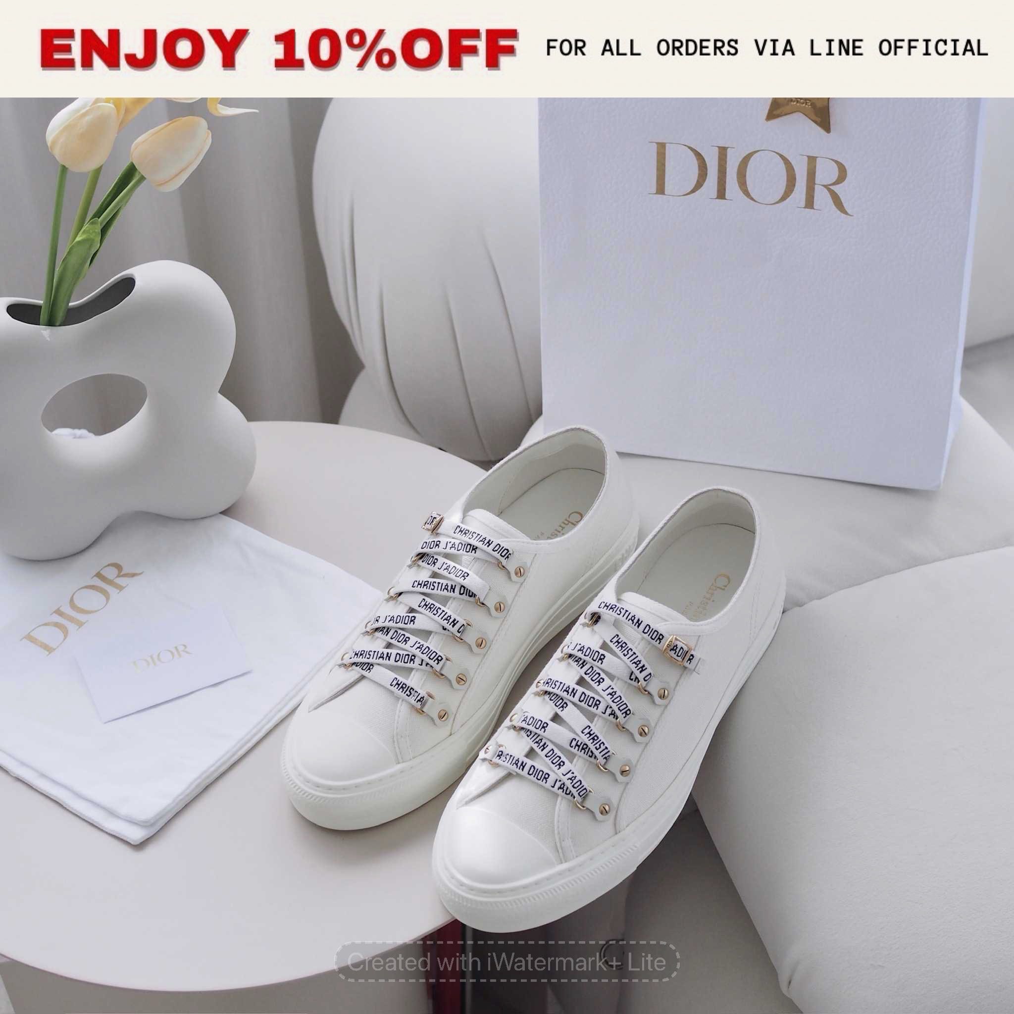 NEW! DIOR Walk'n Sneaker White Cotton Canvas |Shoes