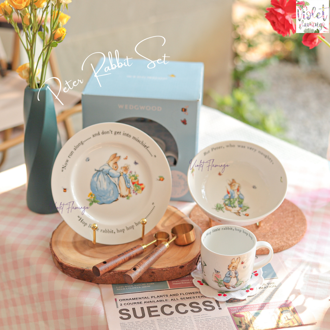 Peter Rabbit Set ชุดจานกลม ถ้วย และแก้วมัคลายกระต่ายน้อย มี 2 สี ฟ้ากับชมพู