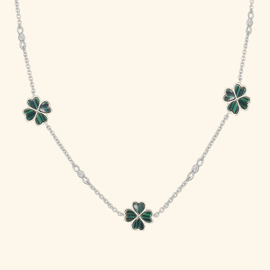 S925 Lucky Emerald Clover Choker