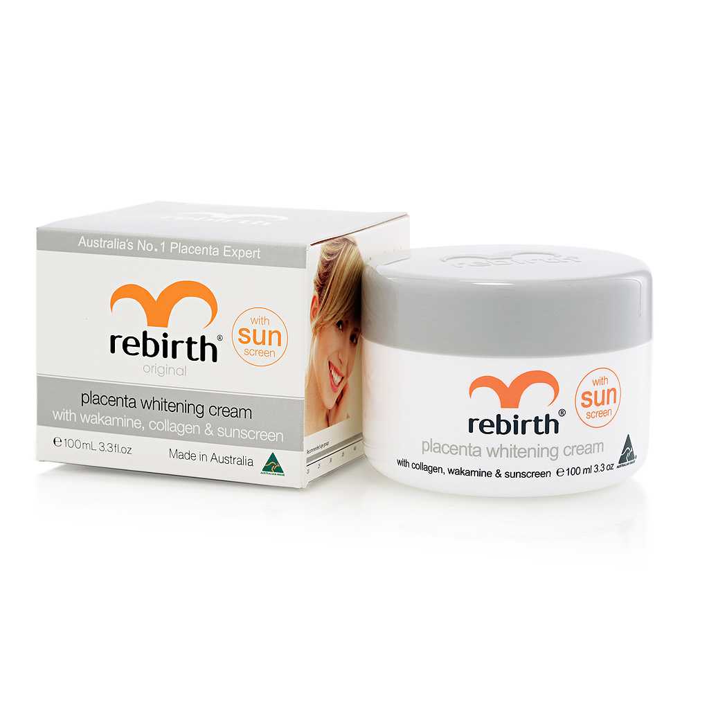 Rebirth Placenta Whitening Cream with Sunscreen 100ml.
