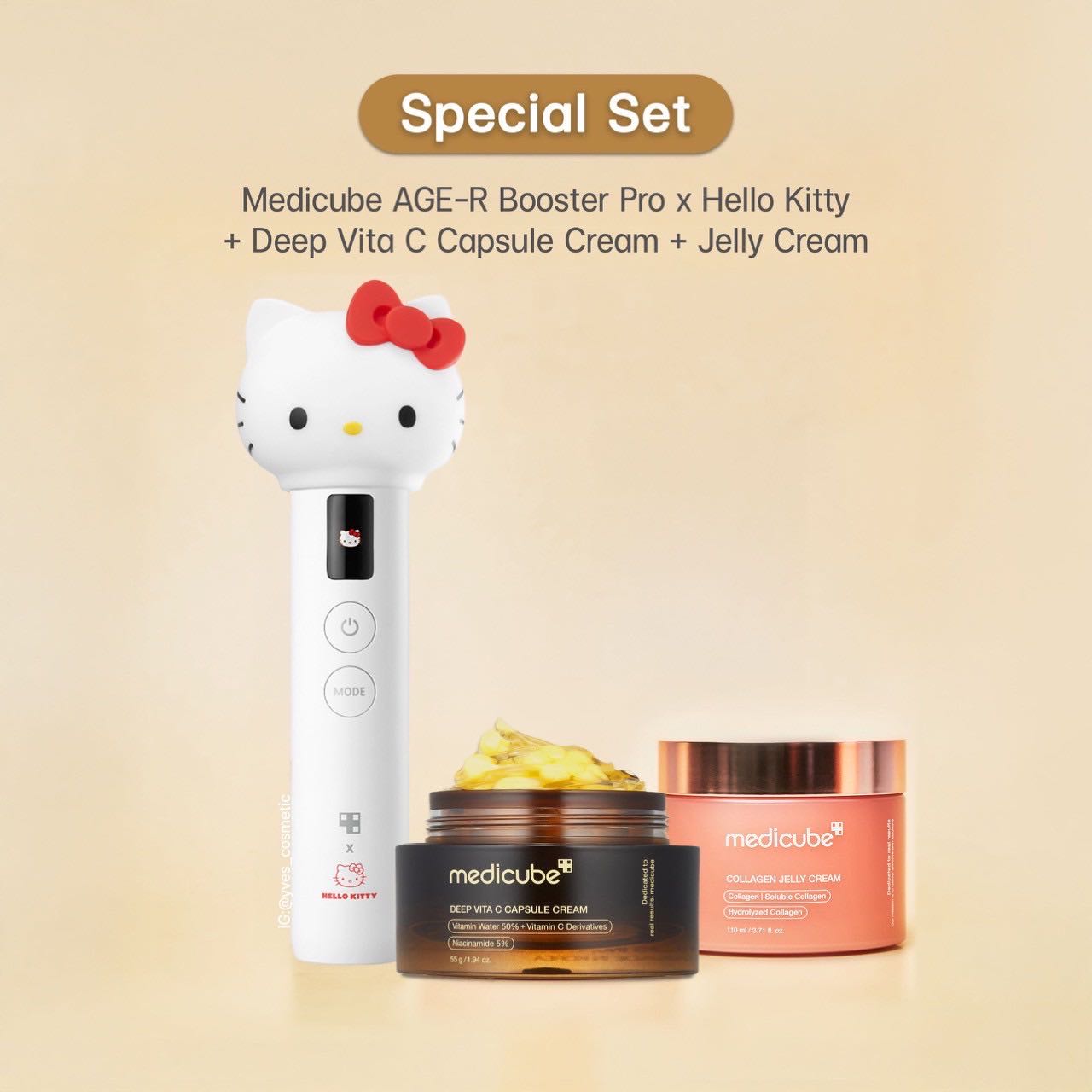 Set Medicube | Age-R Booster Pro (Hello Kitty) + Vita C Capsule 50g + Jelly Cream 110ml