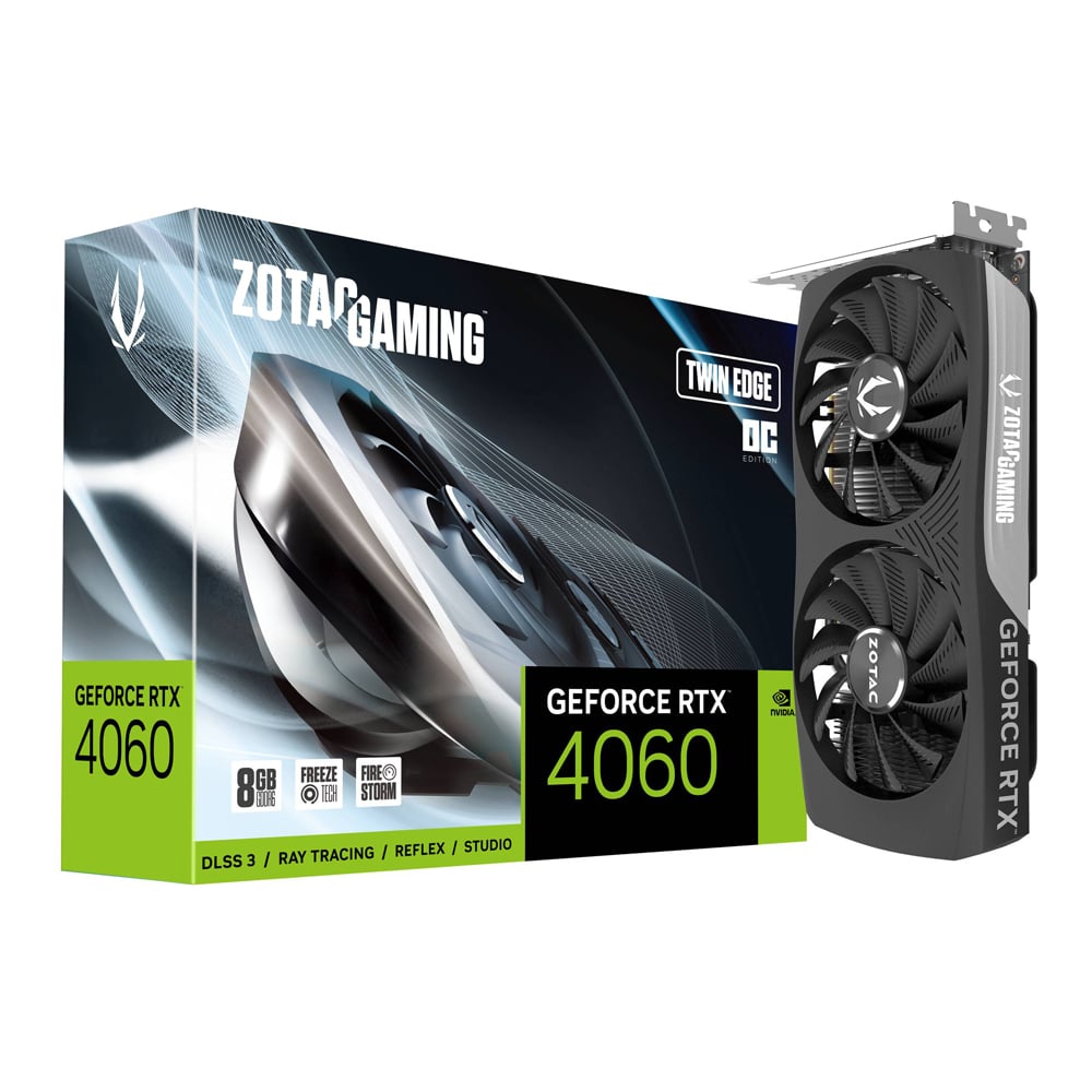 VGA (การ์ดแสดงผล) ZOTAC GAMING GEFORCE RTX 4060 8GB TWIN EDGE OC - 8GB GDDR6 (ZT-D40600H-10M)