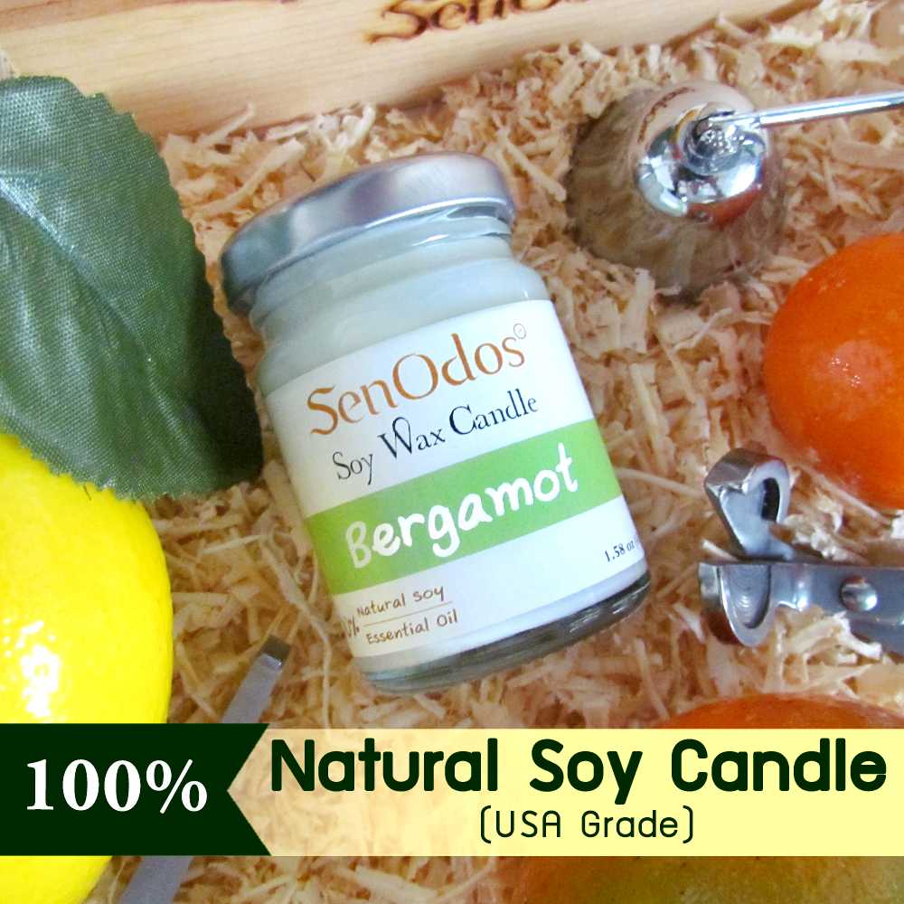 เทียนหอม อโรม่า เทียนหอมสปา Bergamot  Scented Soy Candle Aroma 45 g - กลิ่นมะกรูดแท้