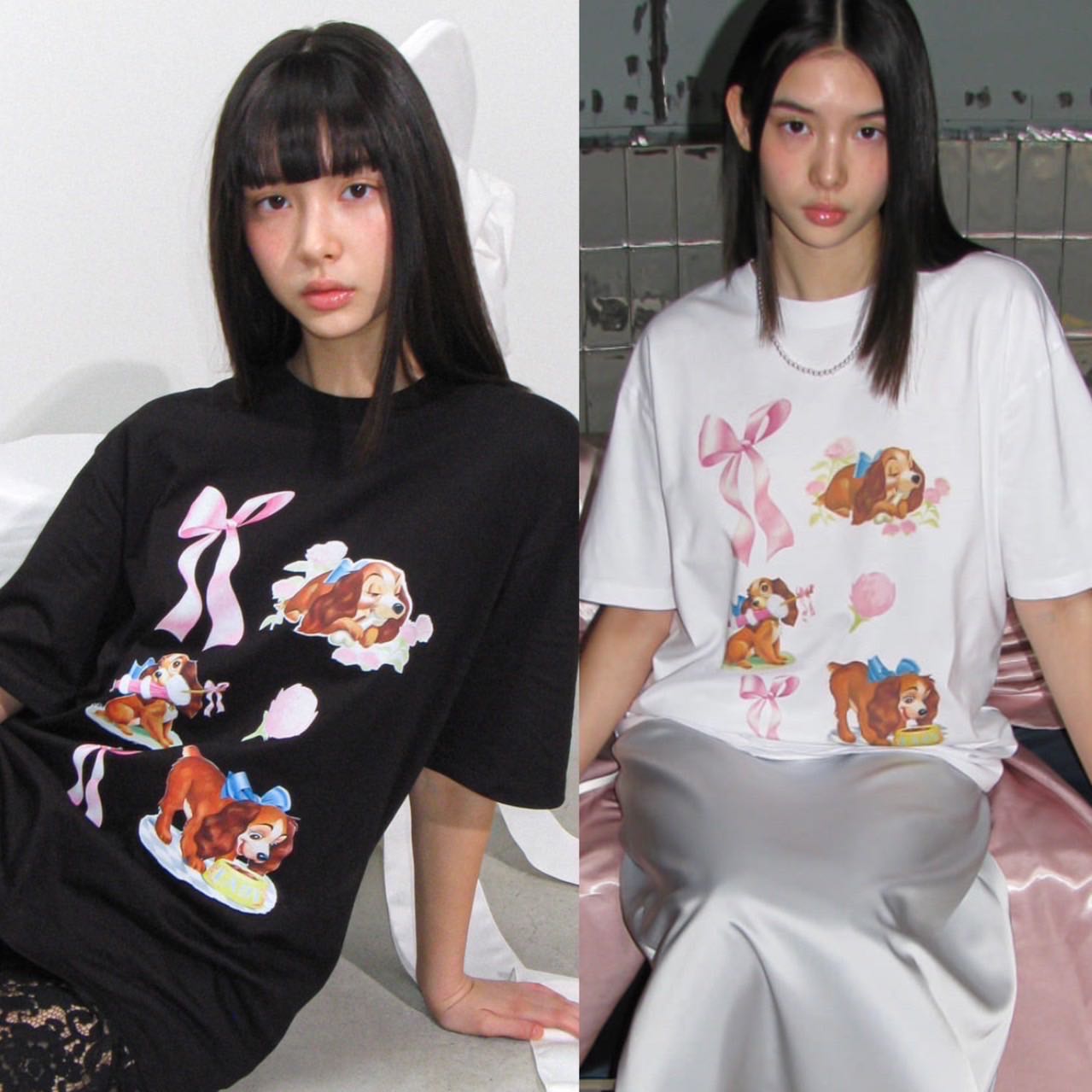 /พร้อมส่ง/ RONRON x Lady and the tramp  LADY DOG MOMENTS OVER FIT T SHIRT
