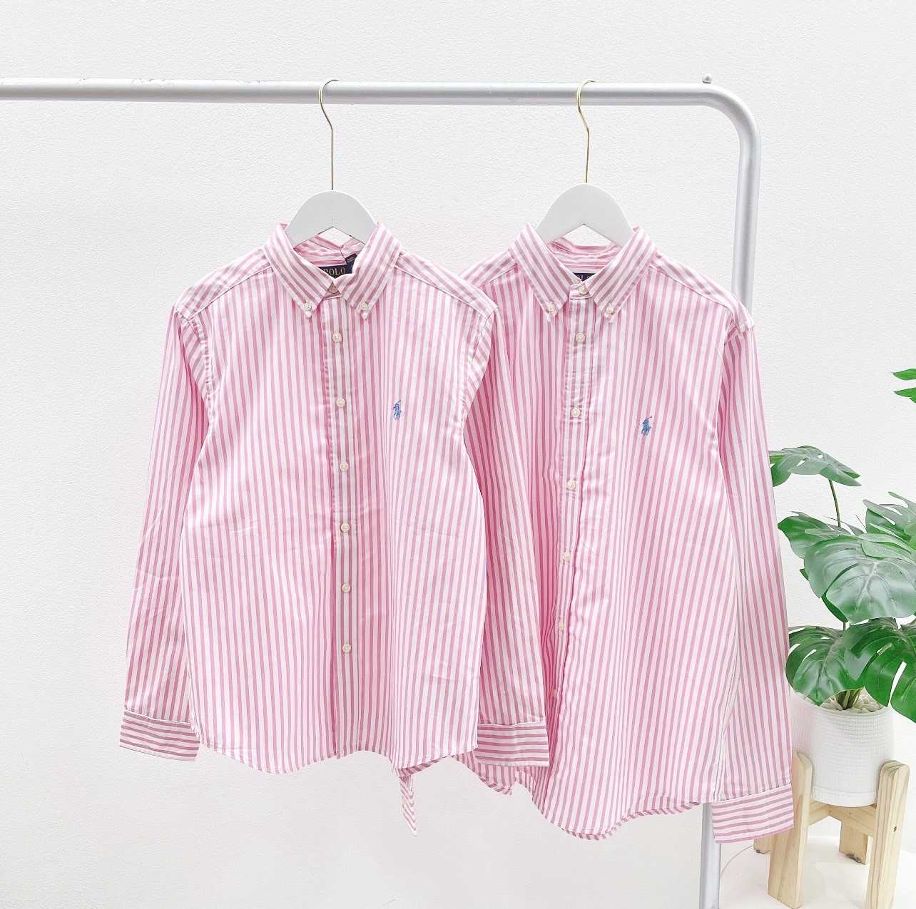 Ralph Lauren Striped Cotton Poplin Shirt (Pink/White)