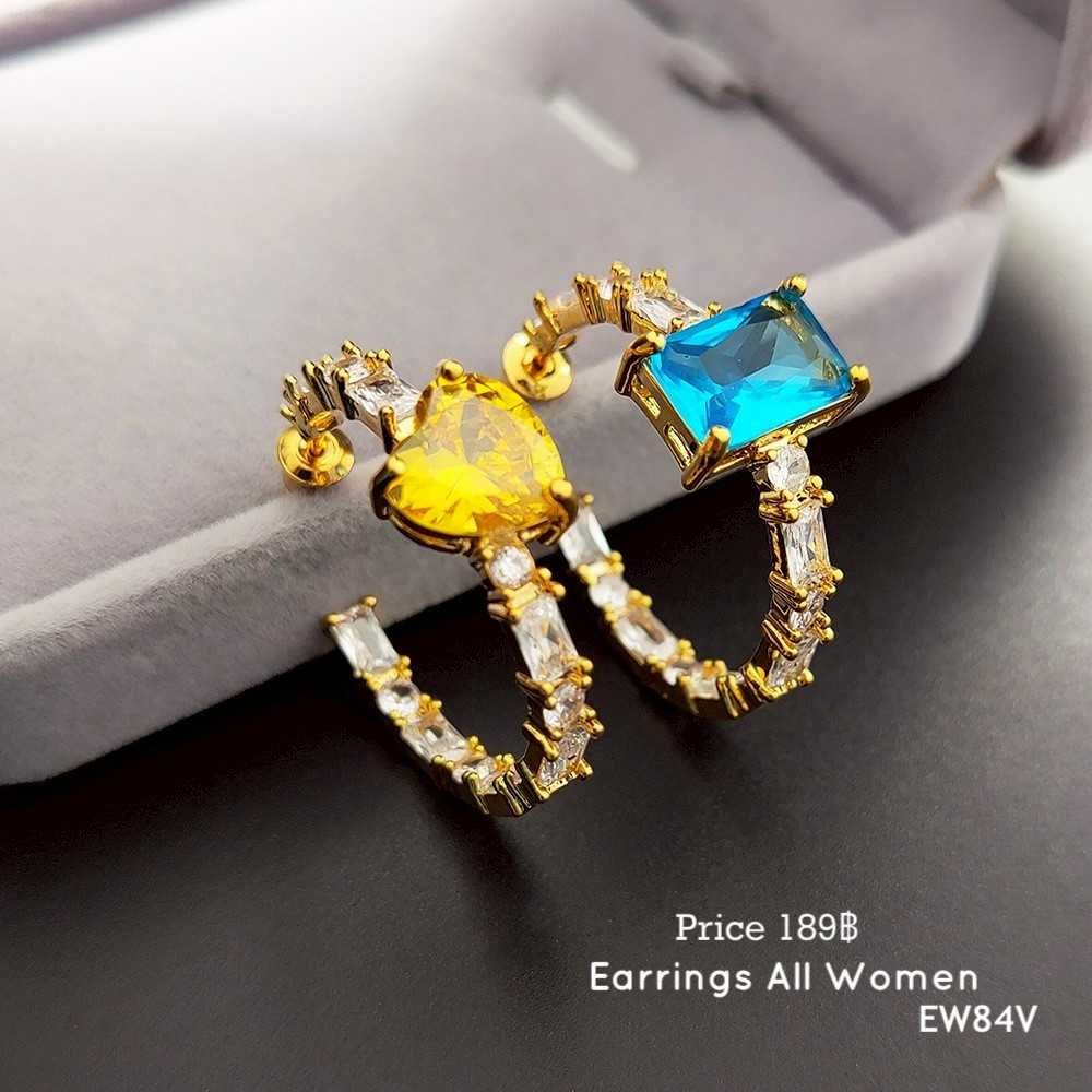 EW84V ต่างหูห่วง สีทอง  เงิน 925