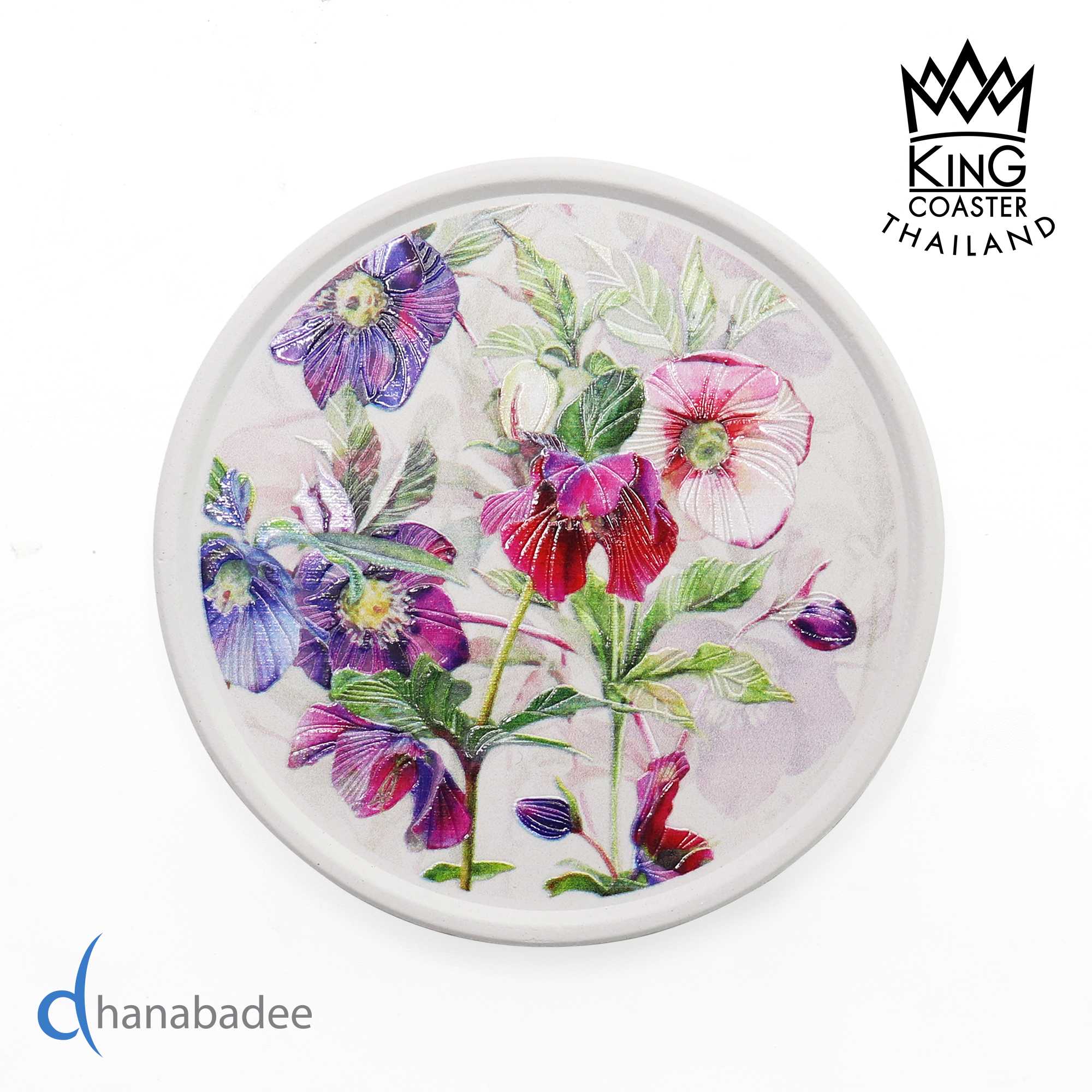 จานรองแก้ว R10042 ทรงกลมมีขอบ -FLOWER-03