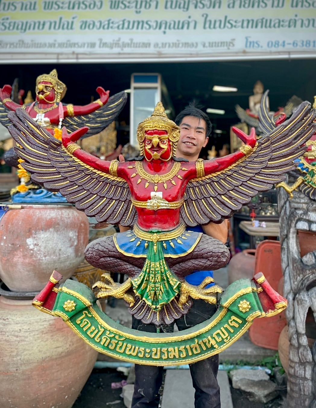 พญาครุฑธนาคารใหญ่แขวนผนัง ขนาดกว้างสูง120ซม