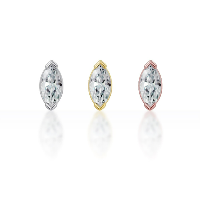 PiercingRoomByJay Single Marquise CZ Flat Back เงินแท้ (ราคาต่อชิ้น)