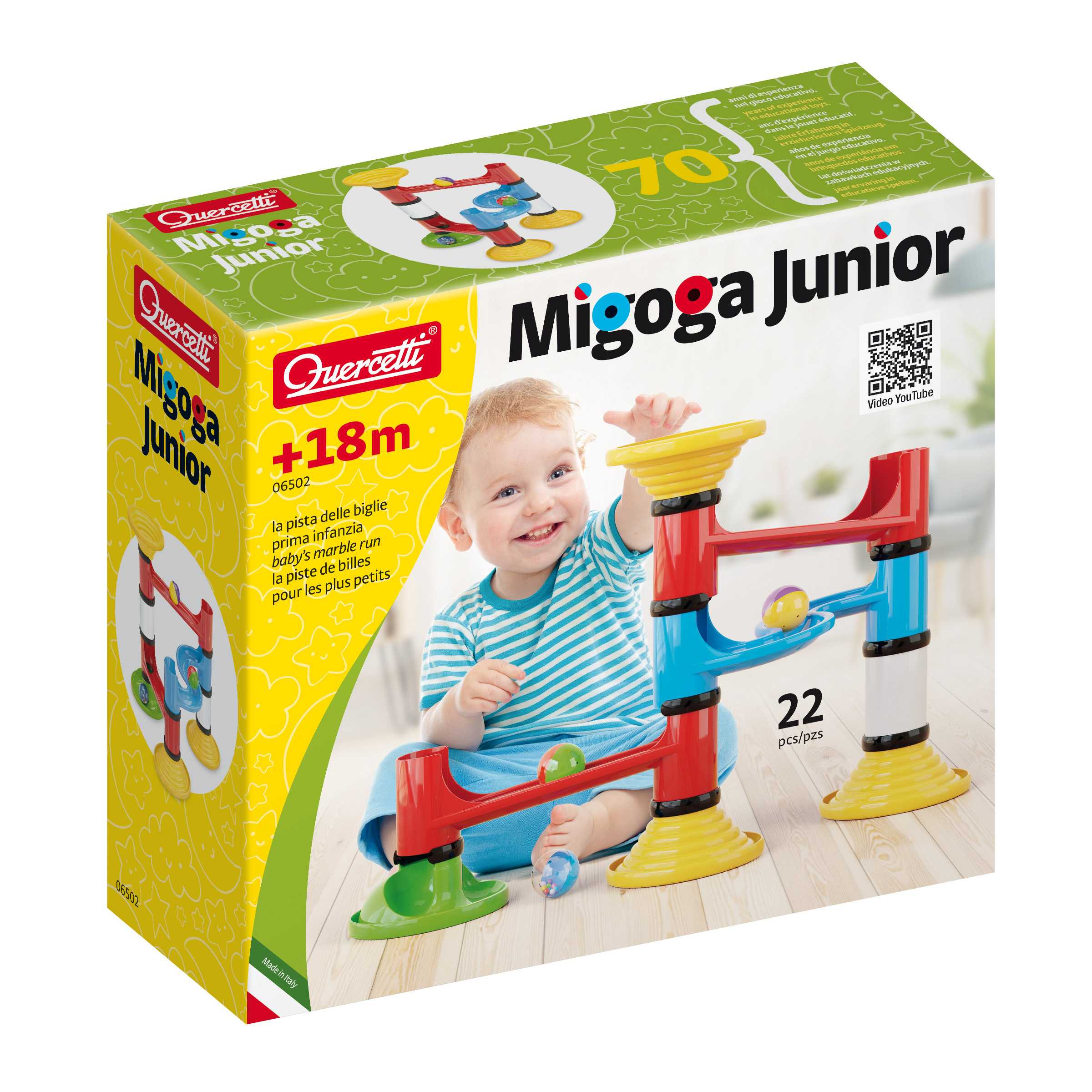 Quercetti Migoga Junior - Basic Set ชุดต่อรางสำหรับกลิ้งลูกแก้ว มิโกก้า สำหรับเด็กเล็ก
