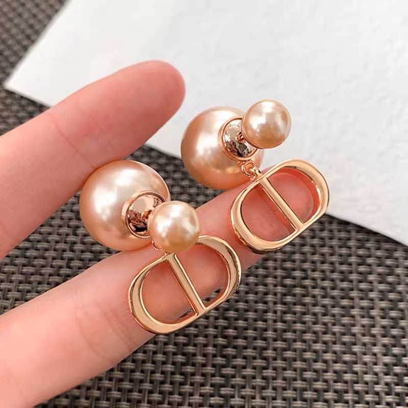 DIOR TRIBALES EARRINGS  Pink-Finish Metal and Pink Resin Pearls