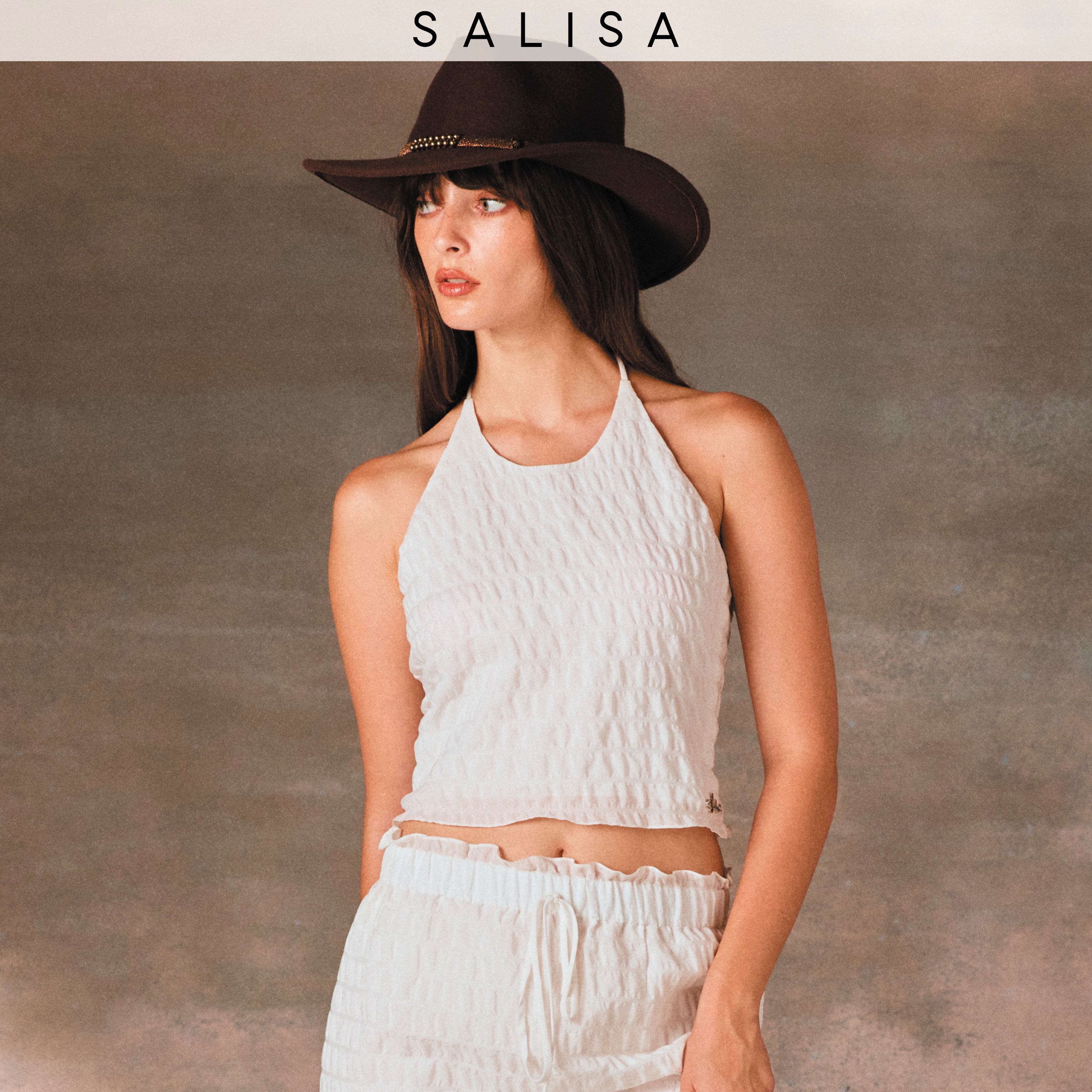 HALTER PF24 Top White Soft Ruffle เสื้อคล้องคอ