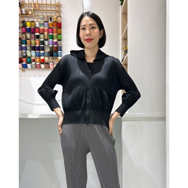 2MUAY รุ่น GJO11481 เสื้อคลุมอัดพลีท HOODED ZIP FRONT PLEATED CARDIGAN 4 สี FREE SIZE