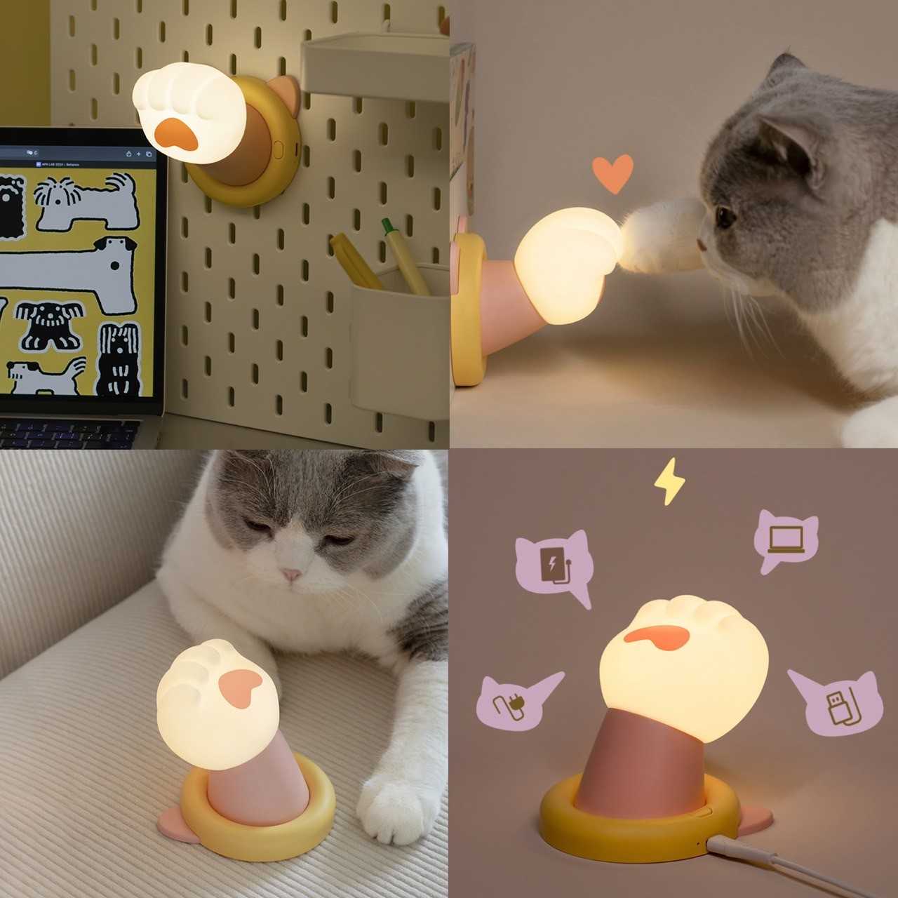 🐾โคมไฟอุ้งมือแมว cat paw desk lamp with magnet โคมไฟตั้งโต๊ะมีแม่เหล็กติดผนังได้