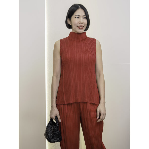 อก46 ยาว24นิ้ว 2MUAY BASIC GM15150 เสื้ออัดพลีท SLEEVELESS HIGH NECK PLEATED TOP 17 สี FREE SIZE