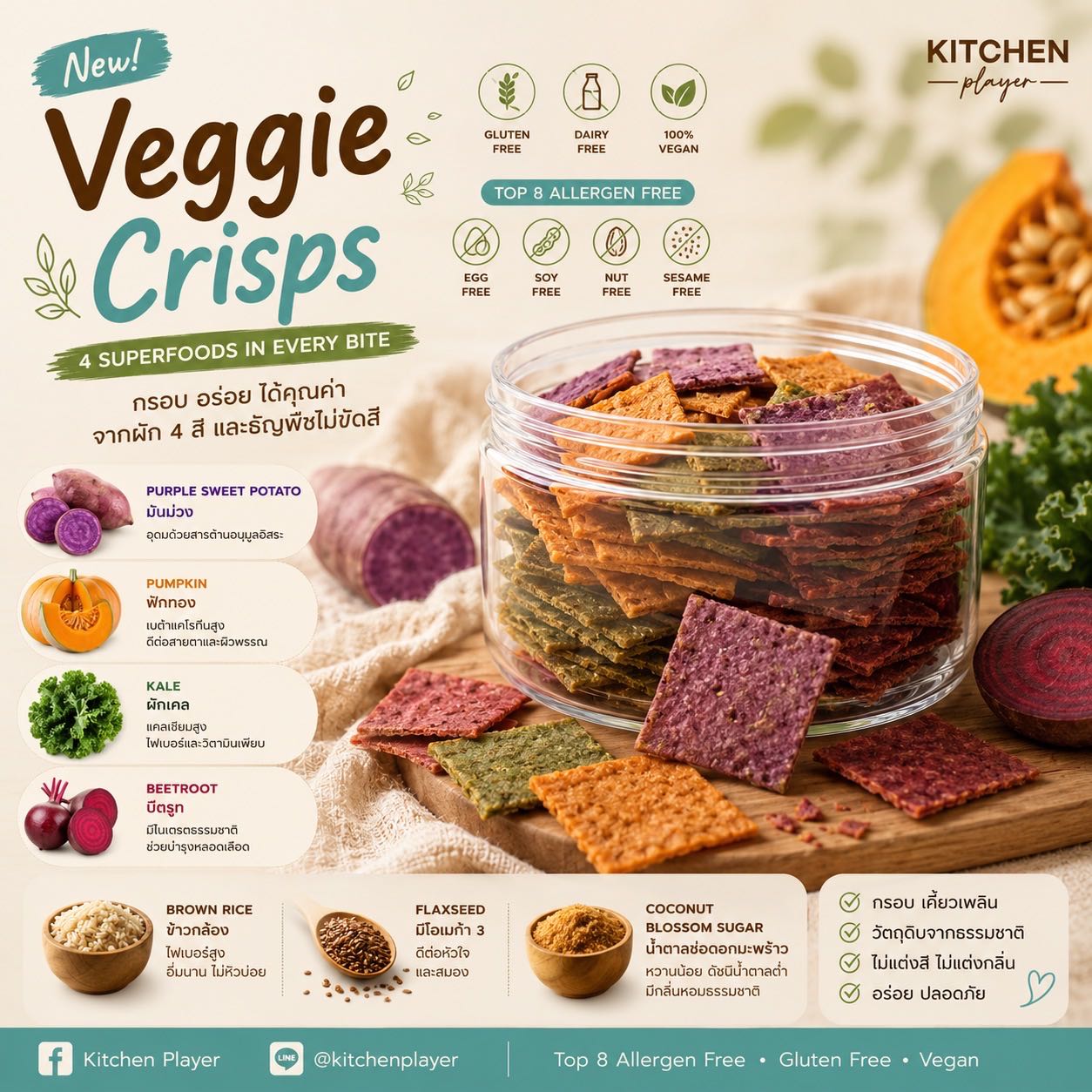 Healthy Veggie Crispy #Top8Free#Gluten Free#Vegan