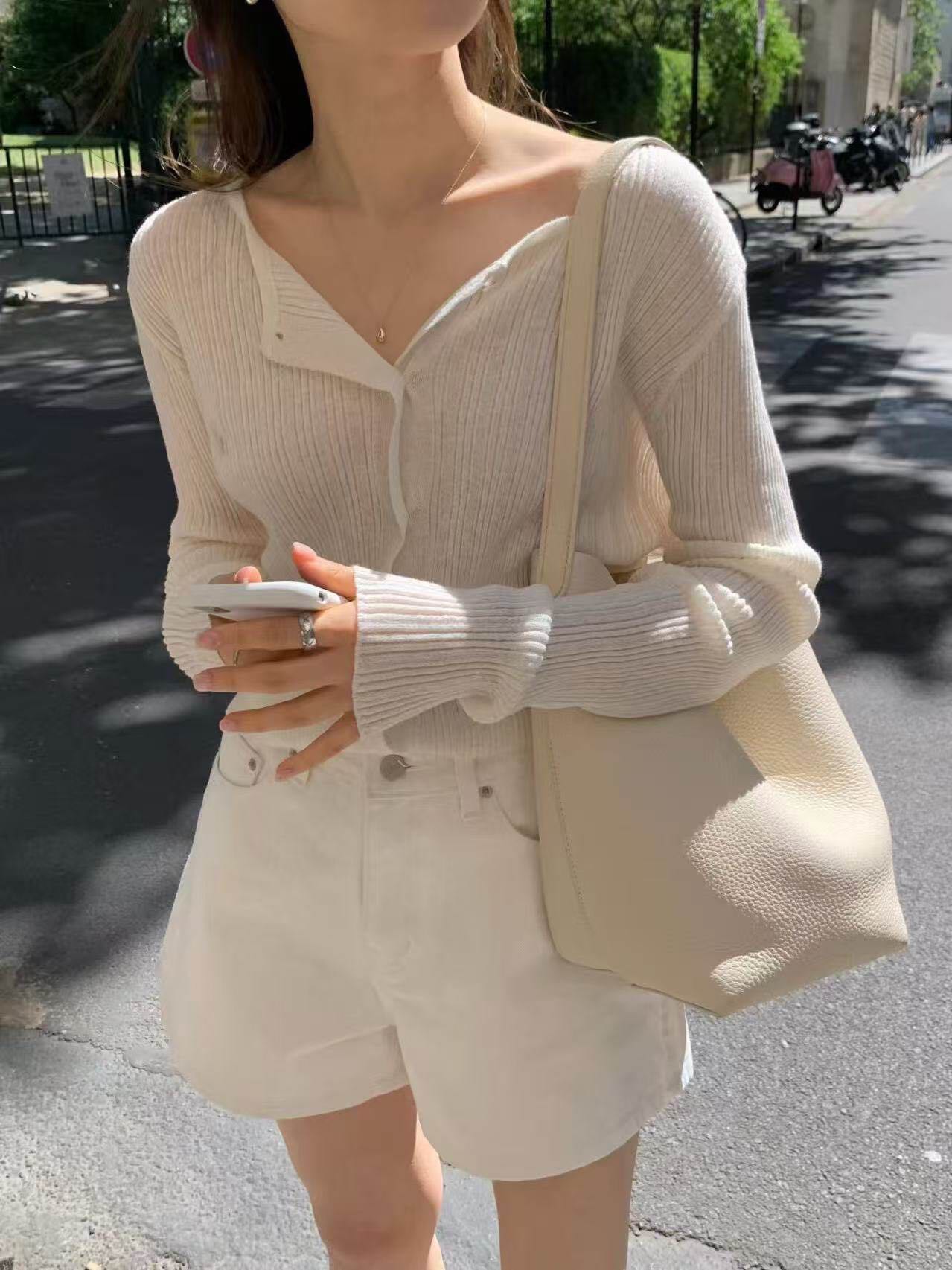 เสื้อคาดิแกนเนื้อบาง OUNCE Lin Ribbed Cardigan (Kore Authentic Brand)( Pre-order 7-10 days)