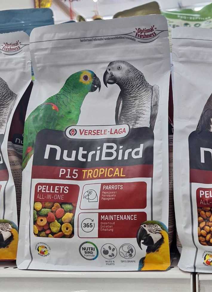 อาหารนก Nutribird P15 tropical อาหารนกแก้ว นกปากขอ อาหารนกโตเต็มวัย 1กก.