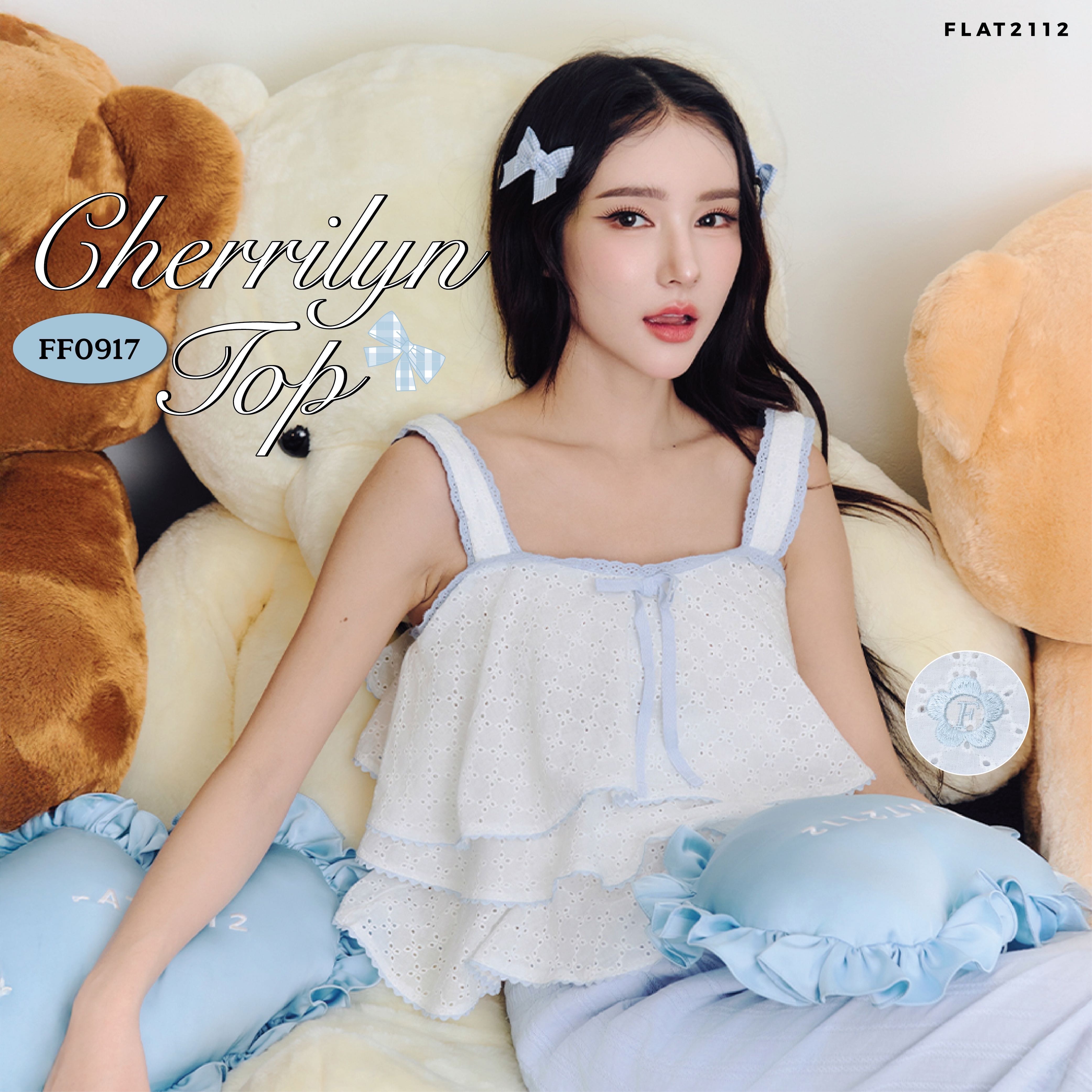 FLAT2112 FF0917 : CHERRILYN TOP เสื้อแขนกุด เสื้อสายเดี่ยว เสื้อระบายชั้นๆ เสื้อแฟชั่นผู้หญิง