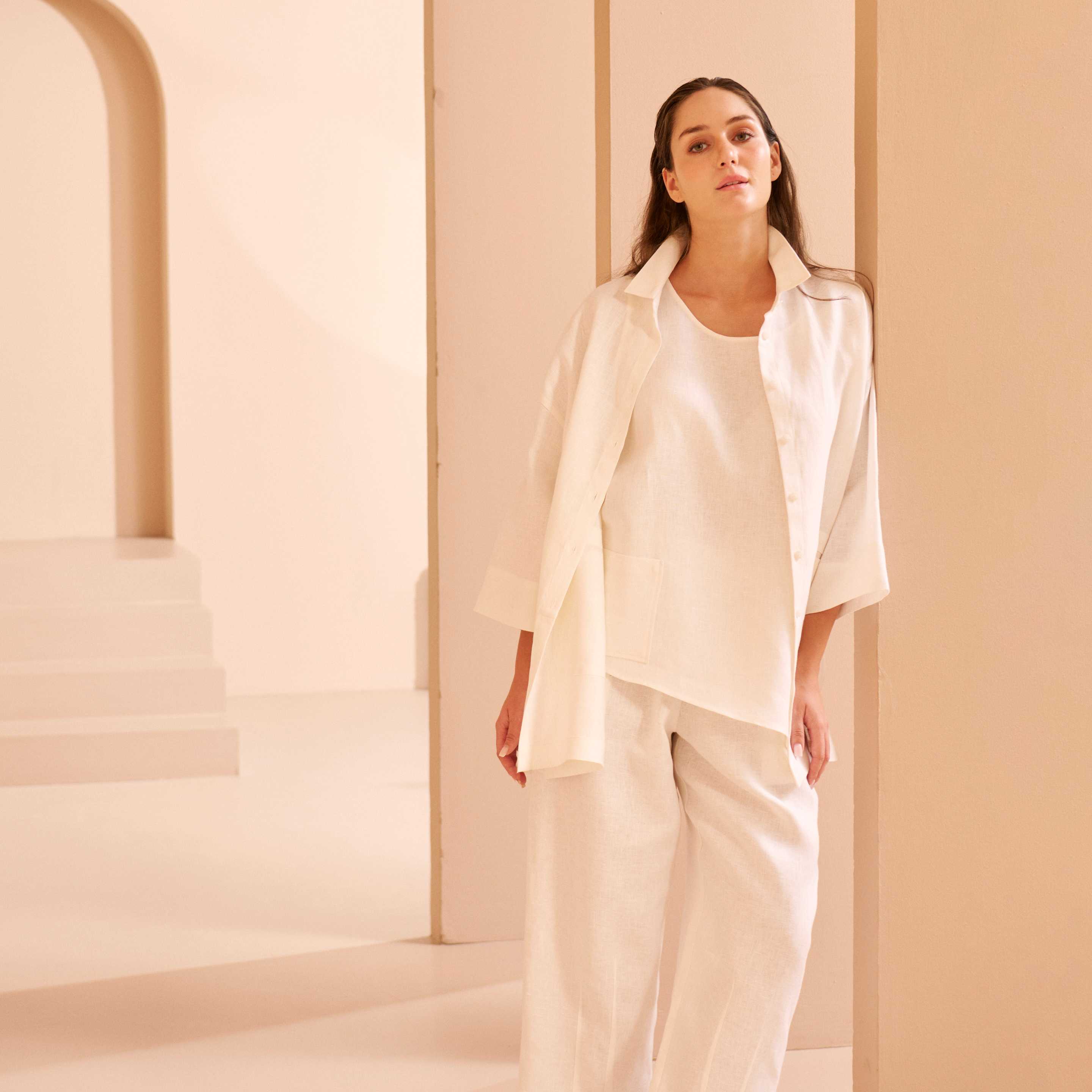 Liya Pintucked Linen Top