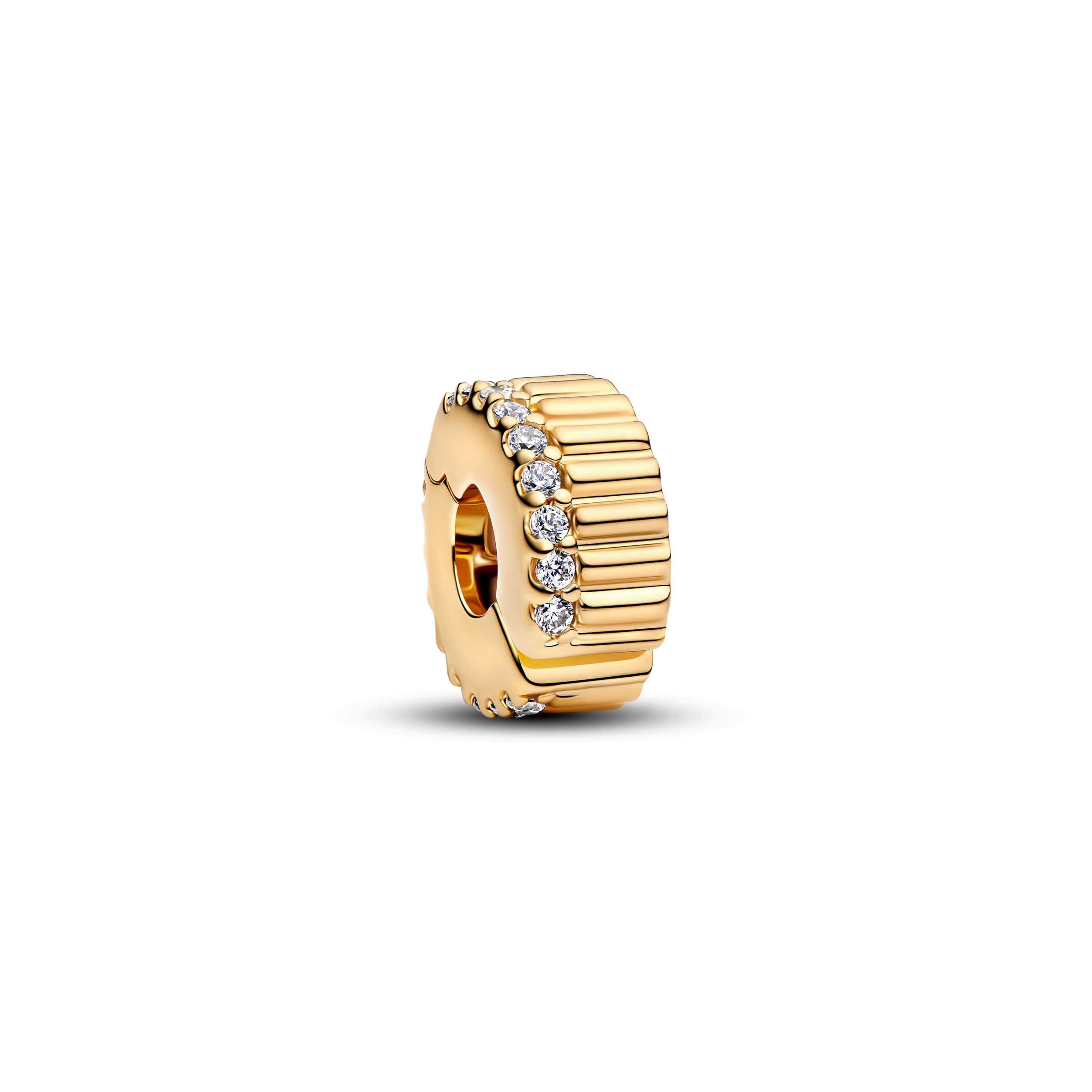 14k gold-plated clip with clear cubic zirconia and silicone grip