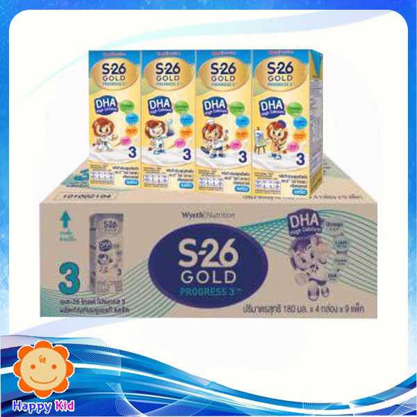 เอส-26 นมยูเอชที S-26 โกลด์โปรเกรส 3 UHT จืด 4x180 มล.