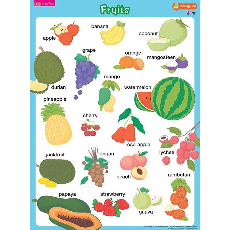 โปสเตอร์พลาสติก Fruits (ใช้กับ Talking Pen)