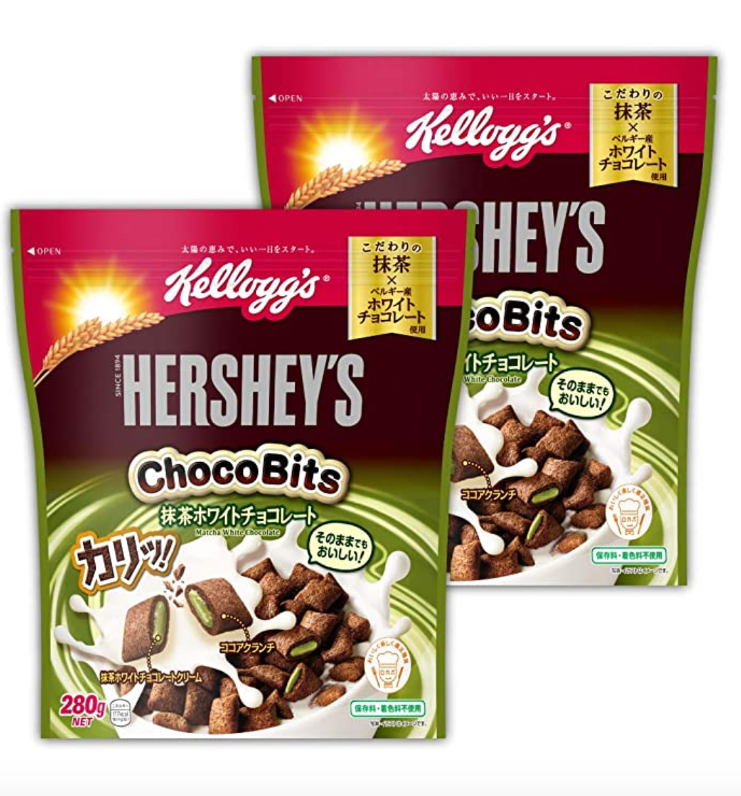 Kellogg's Hershey's Chocobits ซีเรียลเฮอร์ชี่ รสช็อกโกแล็ตสอดไส้ครีมชาเขียว นำเข้าจากญี่ปุ่น 🇯🇵