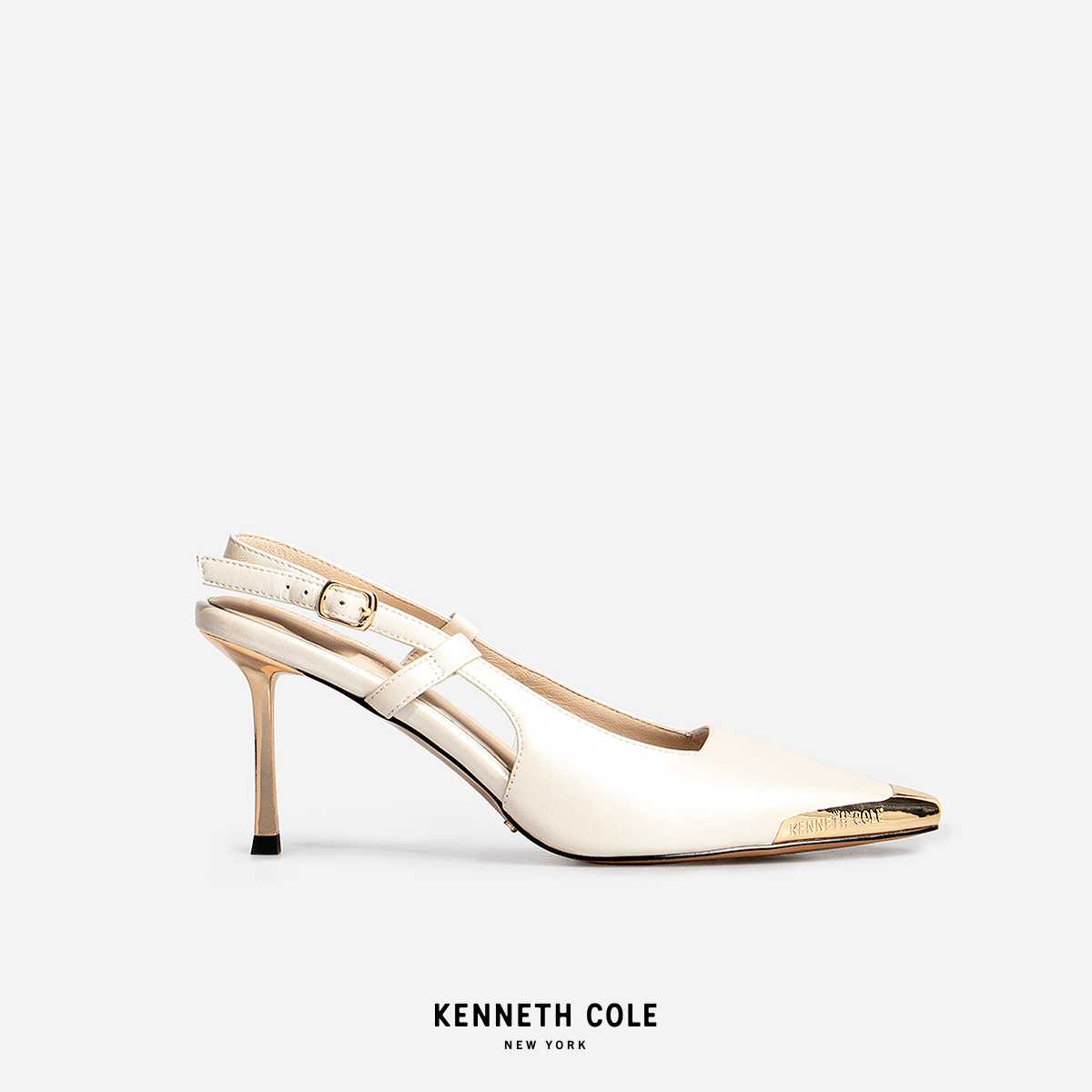 KENNETH COLE x ANNE รองเท้าส้นสูงรุ่น ADIA SLINGBACKS WHITE PEARLสีขาวไข่มุก( HEL - KF85076LE-131 )