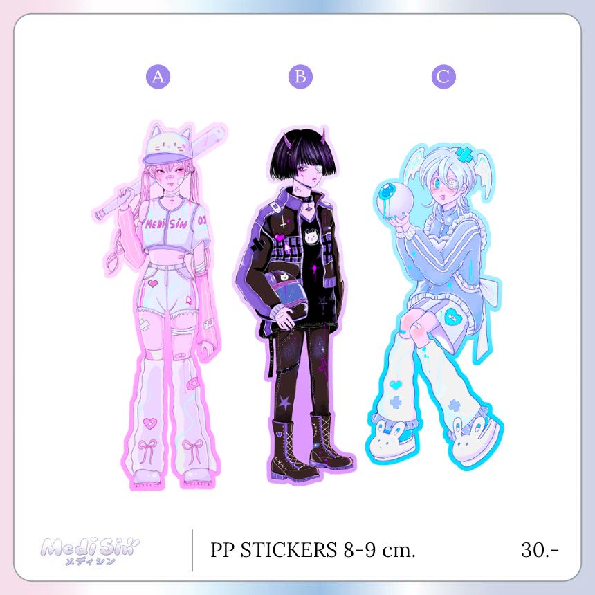 MEDISIN PAINKELLER - PP STICKERS 8-9 CM ราคาต่อชิ้น