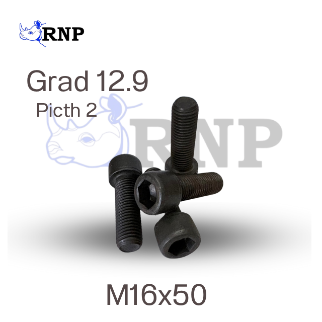 M16x50 เกลียว : 2 mm. เกรด 12.9 เกลียวตลอด