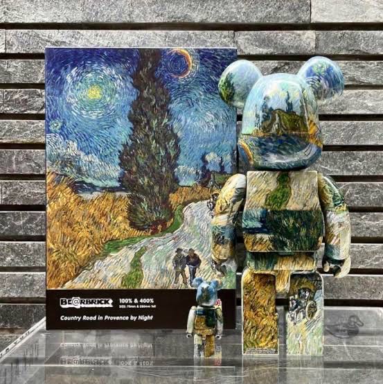 [พร้อมส่ง] Bearbrick Van Gogh Country Road in Provence by Night 400% and 100% Be@rbrick