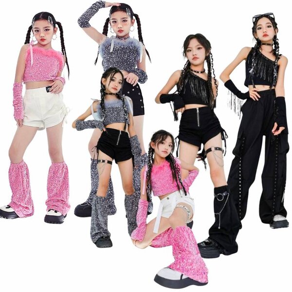 friendly4kid ชุดเต้น เสื้อสายเอี้ยมพร้อมปลอกแขน+กางเกงขาสั้น+ถุงเท้าปักเลื่อม