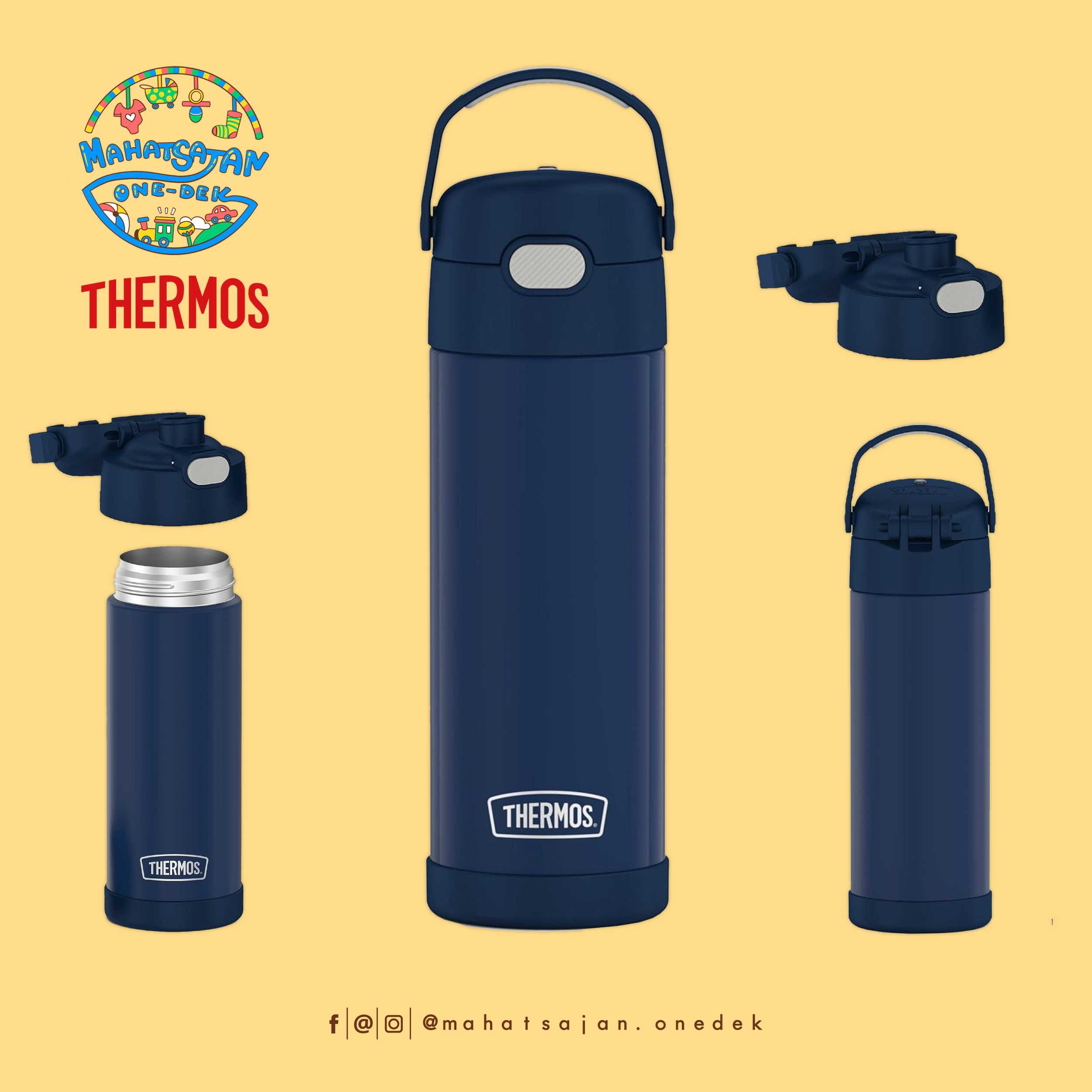 Navy The Funtainer 16 Oz Stainless Steel Water Bottle  กระติกน้ำเก็บอุณหภูมิ ยกดื่ม